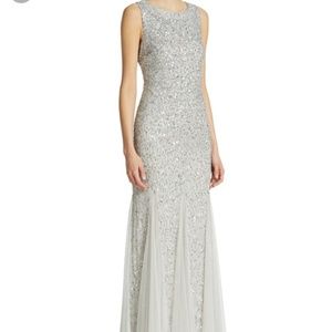 Aidan Mattox Silver Sequin Gown
